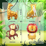 9Pcs Safari Jungle Animal Balloons, Wild One Party Decor with Elephant, Monkey & More