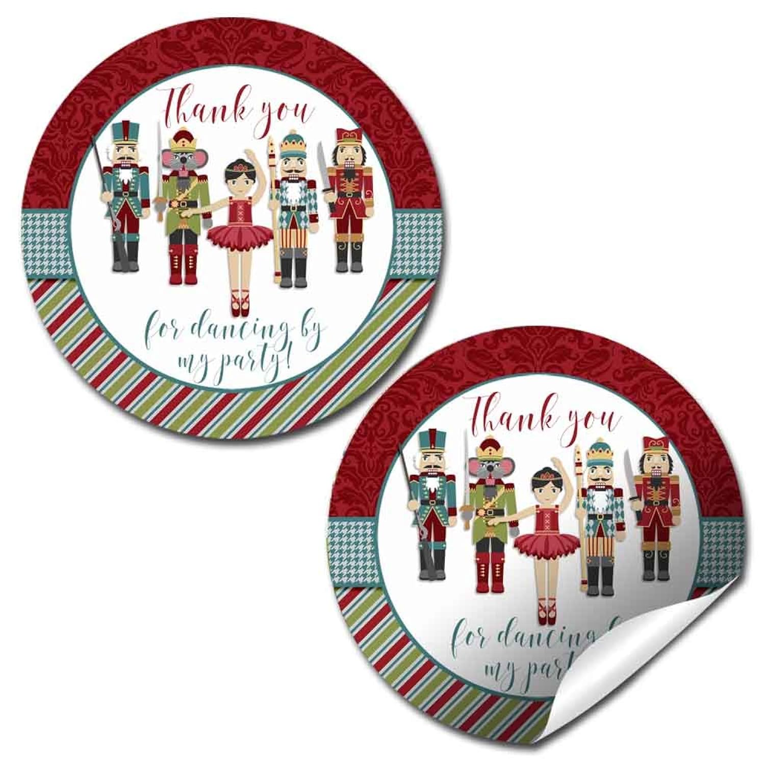 Nutcracker Ballet Themed Christmas Holiday Thank You Sticker Labels, 40 2" Party Circle Stickers By Amandacreation, Great For Party Favors, Envelope Seals & Goodie Bags