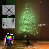 6.5Ft Led Pre-Lit Artificial Tree With 153 Lights Warm And Rgb, Indoor Outdoor Patio Decor, 360° Rotating Stand Displays, Easy Pop-Up Assembly, Outdoor Lighted Holiday Displays
