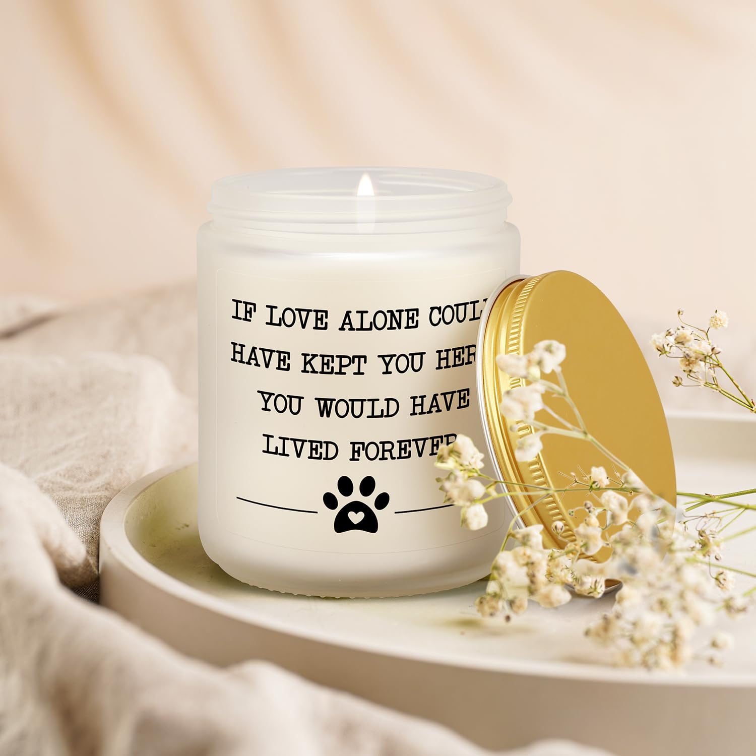 Pet Memorial Gifts For Loss Of Dog Cat, Sympathy Gift For Pets Loss, Dog Bereavement Cat Memorial Candle, Remembrance Present In Memory Of Cat, Passing Away Condolence Presents For Friends Pet Owner