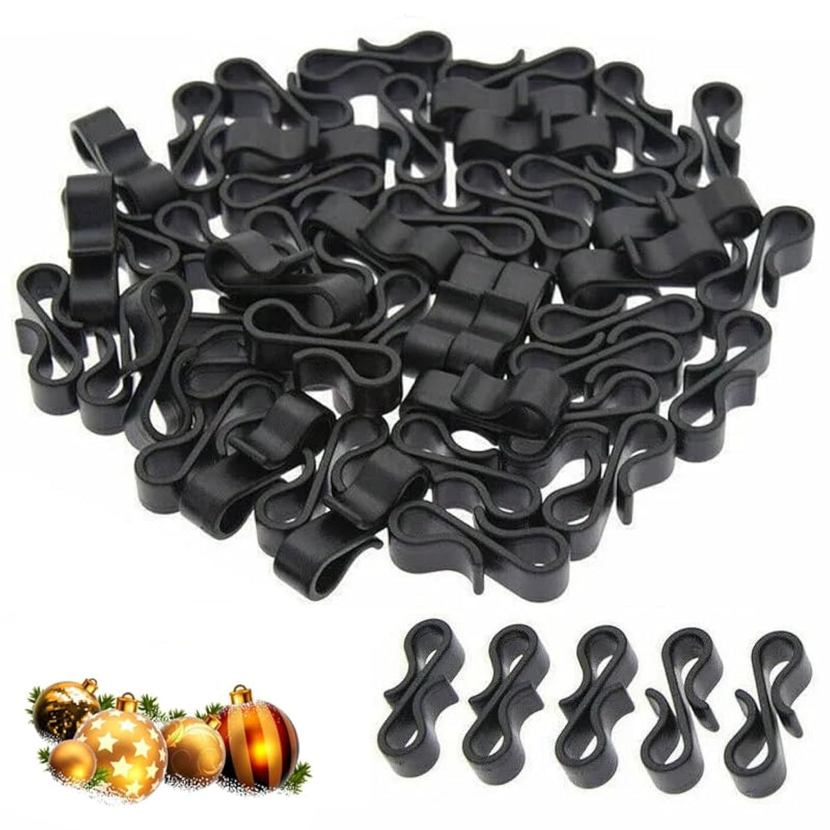 100 Pcs Christmas Light Clips - Gutter Clips For Hanging Outdoor Lights, Weatherproof String Light Hangers, Mini Hooks For Outside String Lights & Holiday Decoration