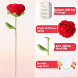Handmade Crochet Red Rose, Knitted Bouquet Rose, Artificial Rose For Girl, Perfect For Birthday, Thanksgiving Day, Christmas, Anniversary, Valentine'S, Mother'S Day, Wedding Decor, Performance Props