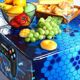 3 Pcs Video Game Table Cover, Game Theme Birthday Decoration Plastic Table Cloth Party Supplies For Boys Girls Kids Player Geek Party Decorations, 54 X 108 Inch (Blue)