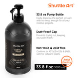 Black Acrylic Paint, 33.8Oz/1000Ml Large Capacity Pump Bottle With Cover, High Coverage True Black, Fast Drying Non-Toxic Art Paint For Artists, Students, Kids & Diy Crafts