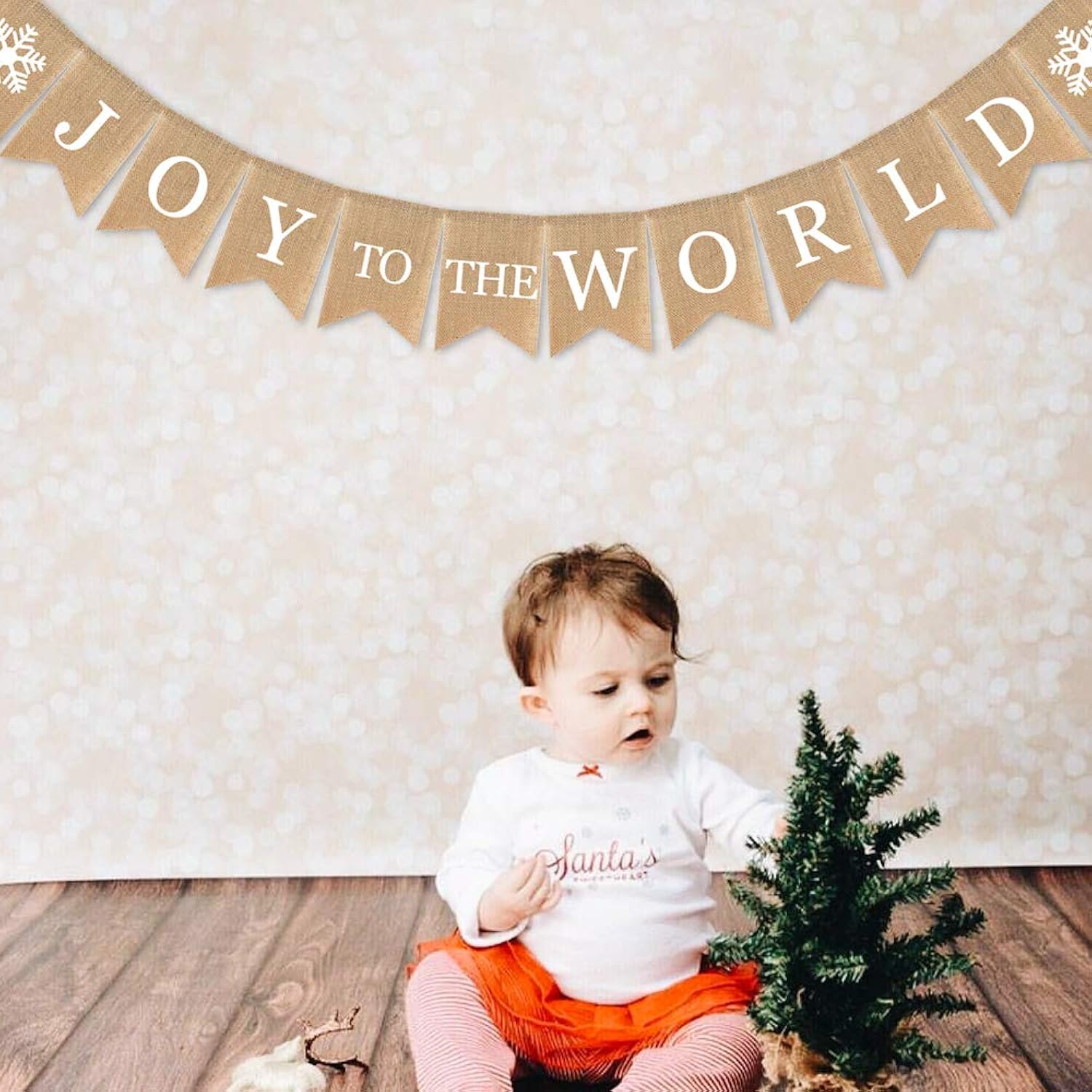 Burlap Joy To The World Banner Happy Winter Holiday Snowfalke Garland Christmas Decoration Supplies