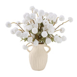 White Faux Kiku Flower,10 Stems Artificial Chrysanthemum Flowers With Eucalyptus, Fake Long Stem Mums Balls Arrangements, Dried Pompom Hydrangea For Vase, Centerpiece?Aesthetic Room Decoration