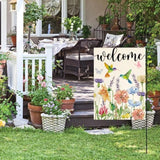 Hummingbird Spring Flowers Garden Flag 12 X 18 Inch Double Sided, Seasonal Welcome Yard Outdoor Flag