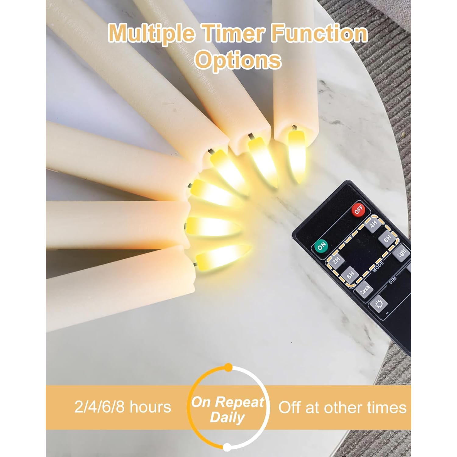 Rechargeable Flameless Taper Candles, 6 Pcs Real Wax Rechargeable Led Candles Flickering With Remote Timer And Charging Base, Battery Operated Candlesticks For Christmas Wedding Party Home Decor