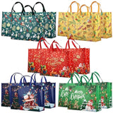 15Pcs Giant Christmas Gift Bags, Heavy Duty Treat Tote Grocery Bags With Handles, Sewing Non-Woven Jumbo Bags For Gifts Wrapping Shopping, Xmas Party Supplies, 21.26"×15.7"×7.9"