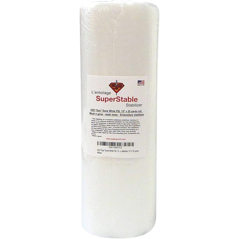 H2O"Eau" Gone White Fsl 12 Inch X 25 Yard Roll. Wash N Gone - Wash Away - Supe