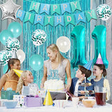Teal 11th Birthday Decor Set Banner, Foil Balloons & Cake Topper