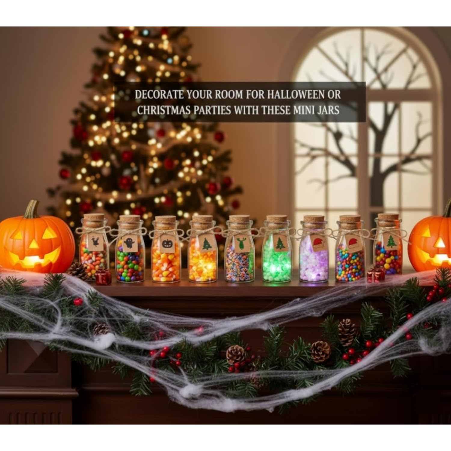Small Glass Jars With Lids – Set Of 12 Mini Glass Bottles With Corks For Halloween Decorations Fall Décor Wedding & Party Favors, Halloween Diy Crafts, Potions, Spices & Candy, 3.4 Oz