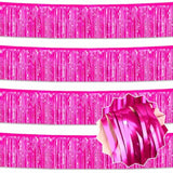 4 Pack 10 Ft Fuchsia Foil Fringe Garland Metallic Streamers Tinsel Banner Wall Hanging Garland Backdrop For Parade Floats, Halloween, Christmas, Thanksgiving, New Year Party Decorations