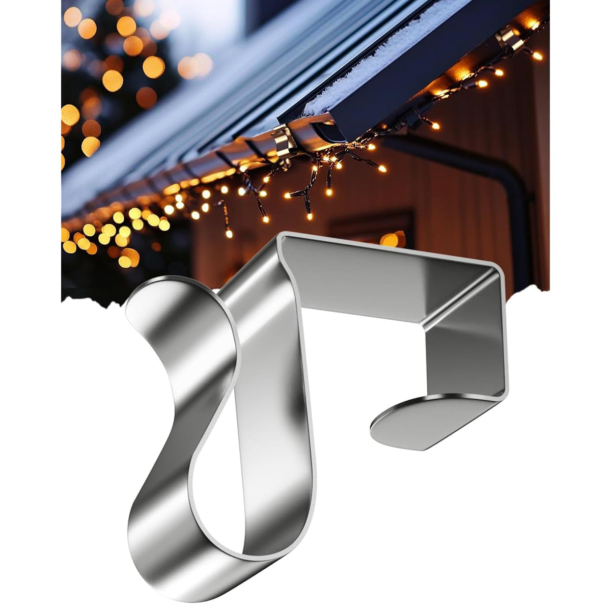 Gutter Clips For Hanging Outdoor Lights: 50 Pcs Metal Christmas Light Clips For Outside String Lights - Weatherproof Gutter Clips For Xmas Halloween Seasonal Rope Mini Decoration Lights