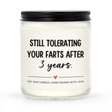 3 Year Anniversary Candle Gifts For Him Her, Funny 3Th Wedding Anniversary Romatic Gifts For Couples, Boyfriend, Girlfriend, Husband, Wife, Handmade Lavender Scented Candle 7Oz