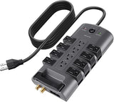 Surge Protector Power Strip 12 Outlets 8FT Flat Pivot Plug Extension Cord 4320J Heavy Duty