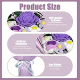Crochet Handmade Flowers Bouquet For Women - Completed Crochet Rose Flowers Bouquet Gift For Best Friend Girlfriend Festival Wedding Graduation Anniversary (Purple)