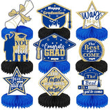 Graduation Centerpieces for Tables, 9Pcs Graduation Table Decorations, 3D Royal Blue Congrats Grad Honeycomb Centerpieces Table Toppers, Photo Props for Class of 2026 Grad Party Favors