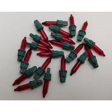 20X Red With Green A Base Mini Bulb Lights, 2.5 V Volt 0.425 W Watt Christmas Glass Incandescent Light Bulbs Style A Rep