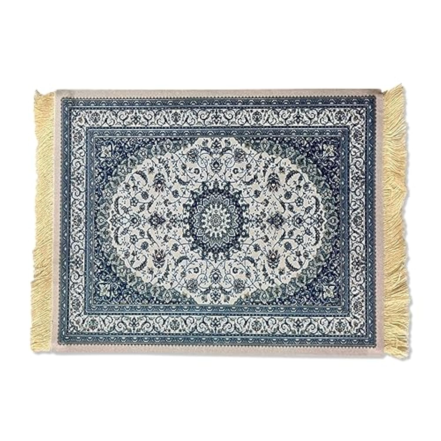 Persian Mouse Pad - Luxury Ergonomic Carpet Mouse Mat Rug Oriental Design - 10X7 Inches Fringed Multi-Functional Desk Accessory - Non-Slip Rubber Base (Blue Persian)