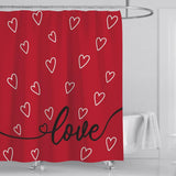 4Pcs Valentine'S Day Shower Curtain Set Love Heart Shower Curtain For Valentine'S Day Bathroom Decor With Anti-Slip Waterproof Bathtub Bathroom Rugs Toilet Lid Cover (Red)