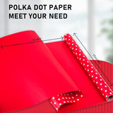 Red Wrapping Paper,Reversible Gift Wrap Paper With Polka Dot Design For Girls,Birthday,Valentine'S Day,Mother'S Day(17 Inch X 32.8 Feet)
