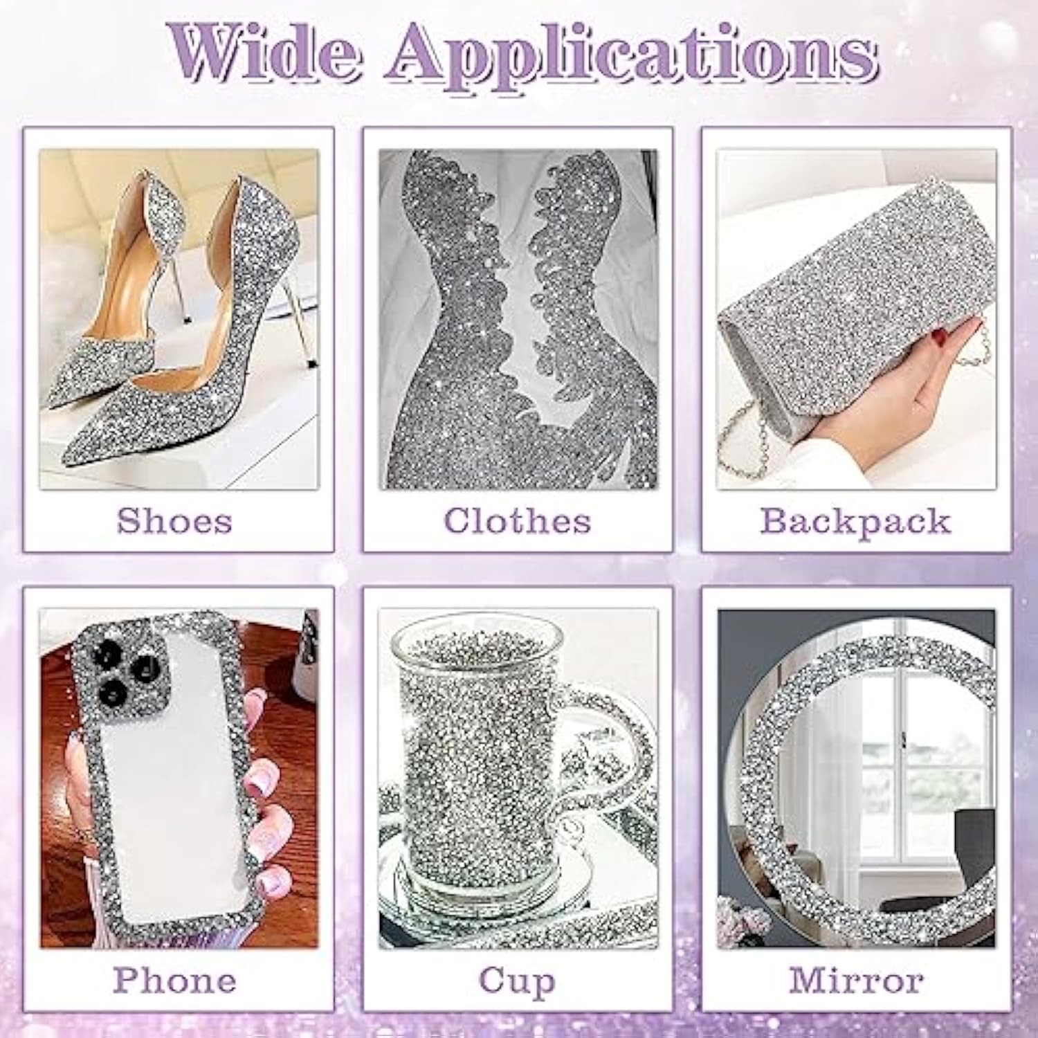 6 Rolls Self Adhesive Rhinestone Ribbons, Sliver Resin Rhinestone Strips, Diamond Crystal Rhinestone Ribbon Roll Stickers Glitter Bling Ribbons For Crafts Fabric Car