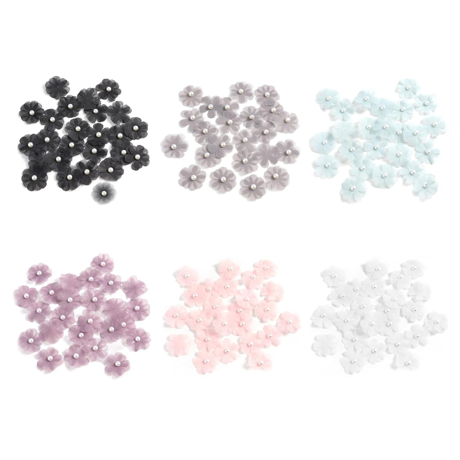 30Pcs Mini Artificial Flower Wedding Home Decorations Diy Clothing Headdress Headwear Crafts Fake Rose Flower Accessory Pearl Flower Accessories, Black