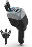 87W 4 in 1 Retractable Car Charger USB C Fast Charging Adapter for iPhone Samsung
