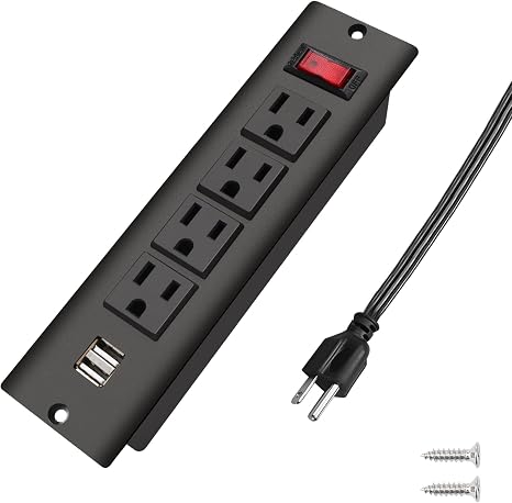 Recessed Flush Mount Power Strip with USB and Desktop Extension Cord