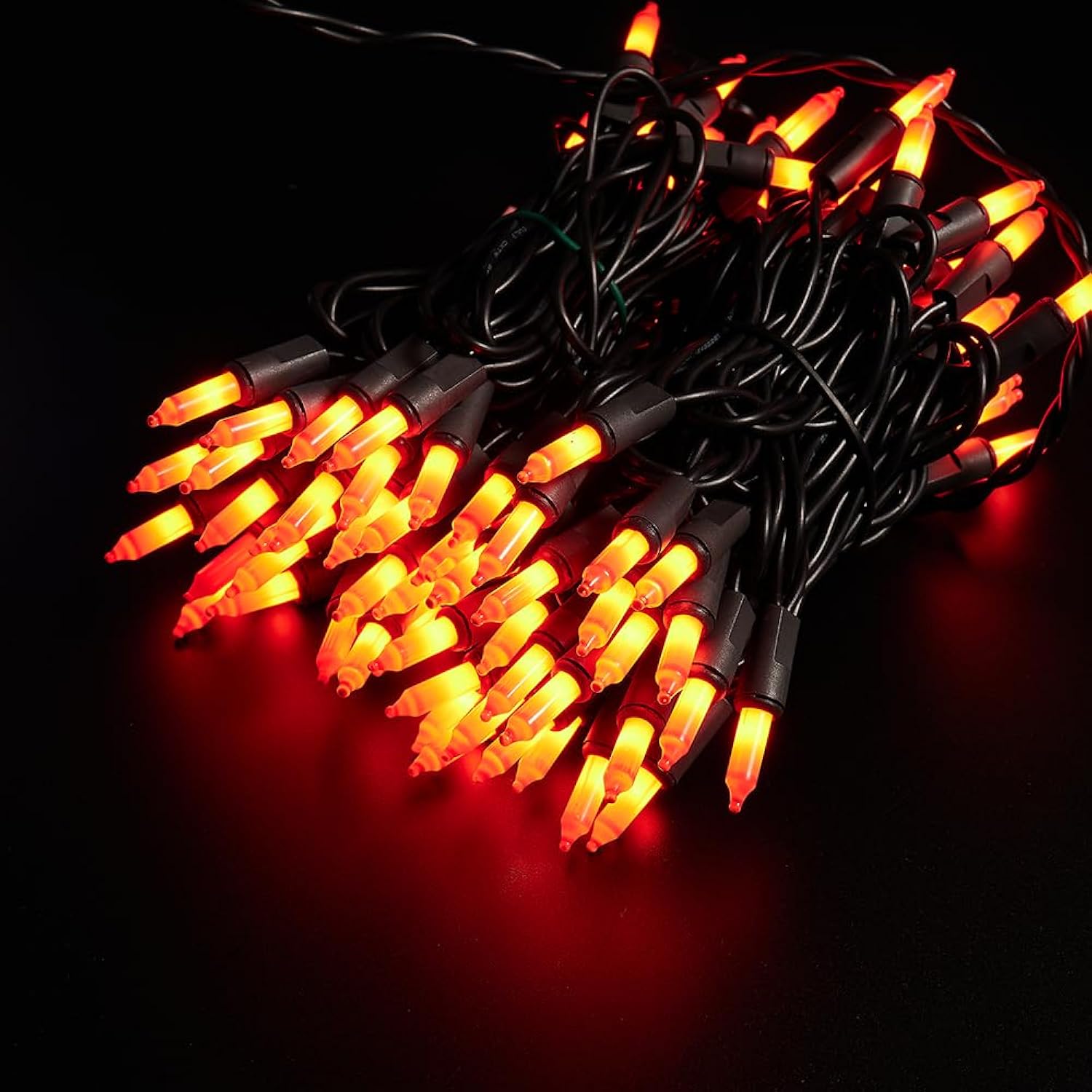 Halloween Lights 100 Counts, Orange Christmas Lights Indoor Outdoor,Black Wire Connectable Of Lighting String,Decoration