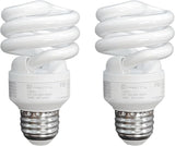 CFL T2 Spiral Light Bulbs 2 Pack 23W 100W Equivalent 5000K Daylight E26 Base 1520 Lumens UL Listed