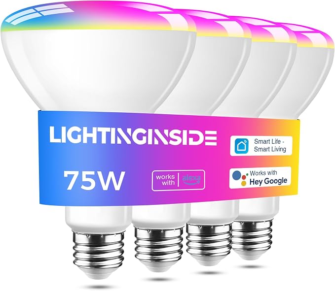 BR30 Smart Light Bulbs 4 Pack 1100LM RGBCW WiFi Smart Bulbs Alexa Google Assistant Compatible