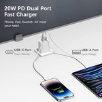 2-Pack USB C Wall Charger, Dual Port PD Adapter Fast Charge for iPhone, iPad