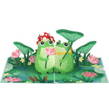 Love Pop-Up Card For Her And Him - 3D Greeting Cards For Boys, Girls, Men, Women - Time Well Spent Frogs - 5" X 7" Card - Blank Notecard & Envelope Included