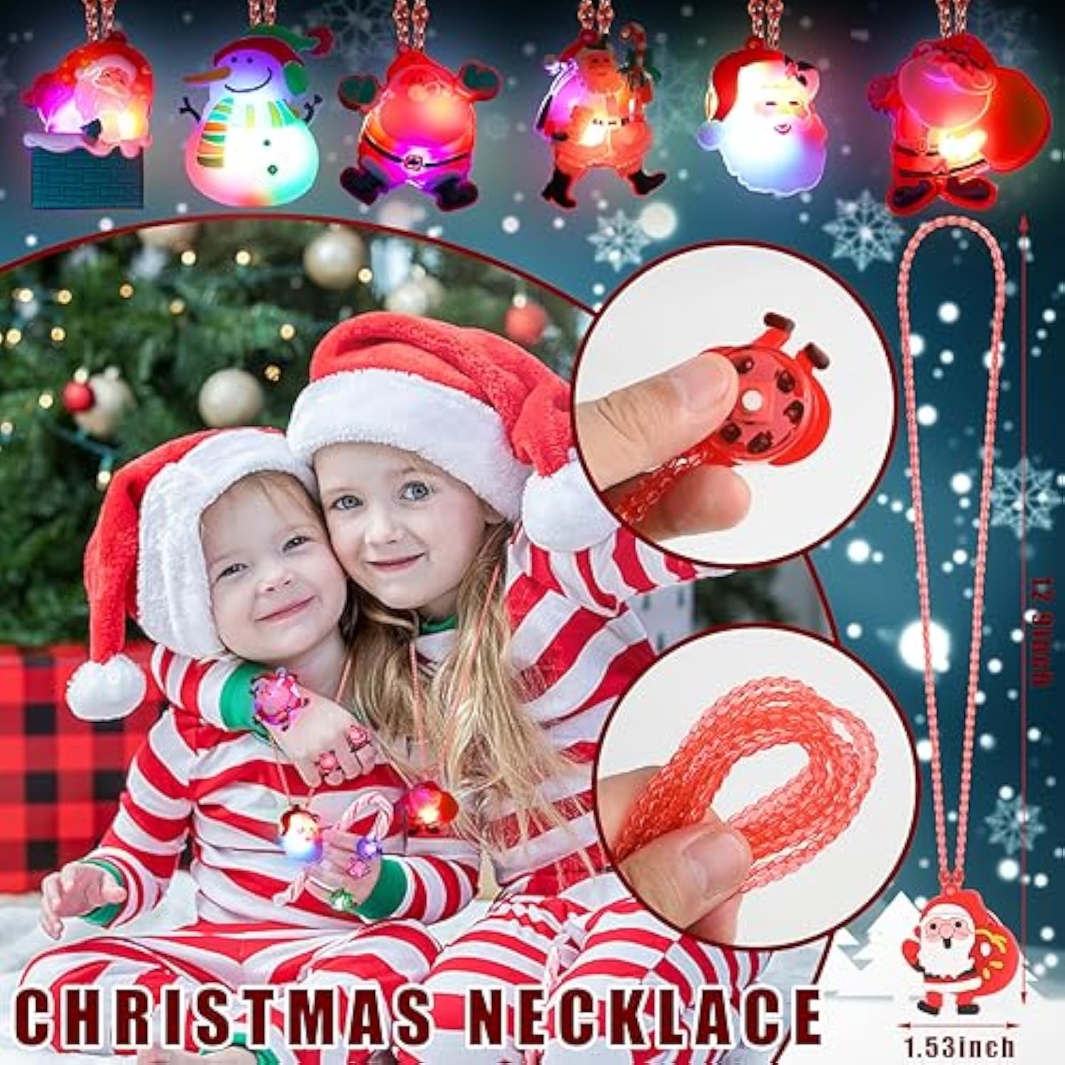 54-Pack LED Christmas Party Favors Light-Up Necklaces, Rings & Bracelets