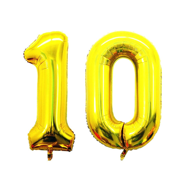 42 Inch Gold Number 10 Balloon,Jumbo Foil Helium Balloons For 10Th Bir