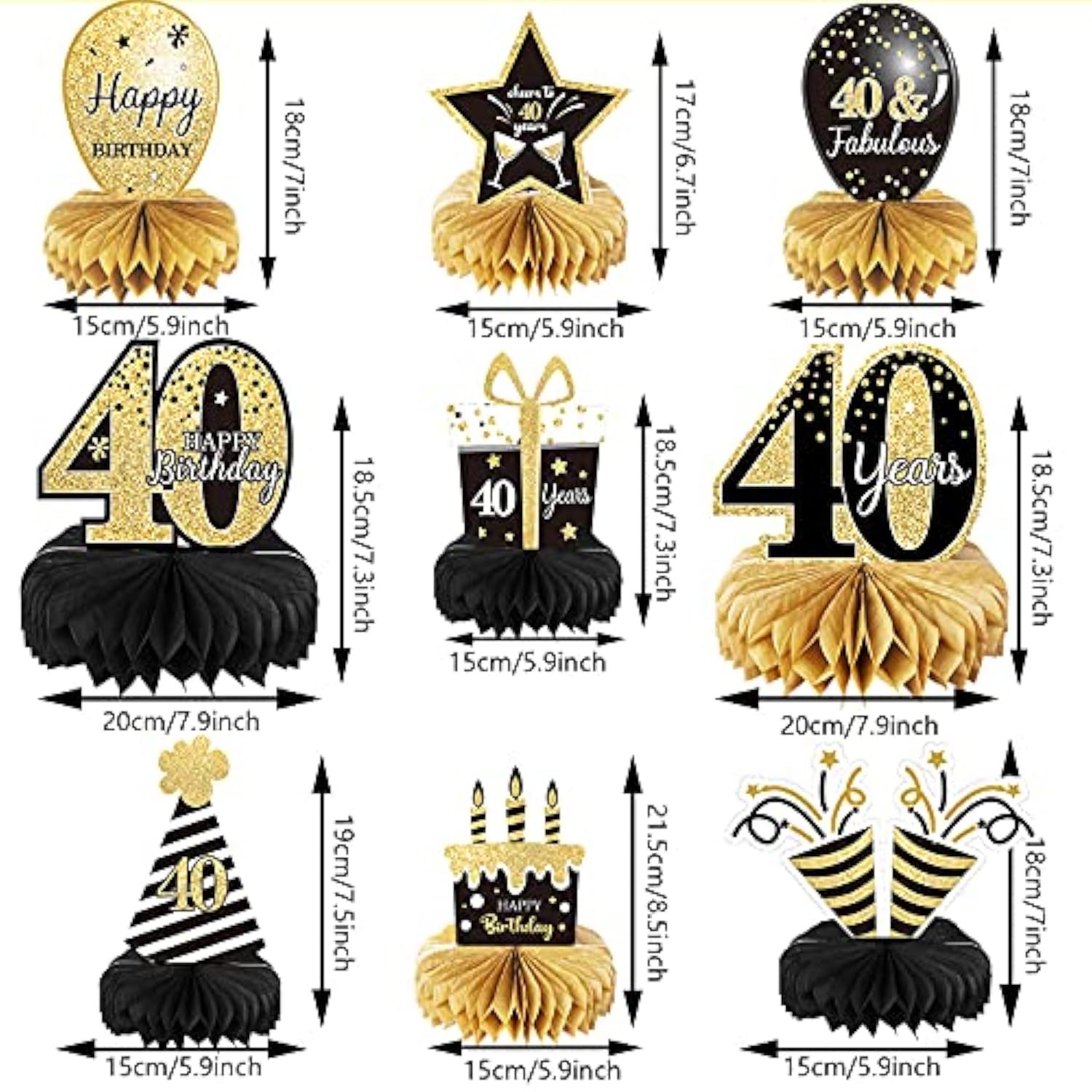 9 Pieces 40Th Birthday Decoration 40Th Birthday Centerpieces For Table