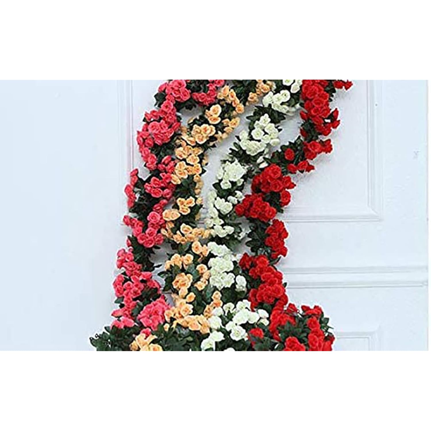 Lannu 2 Pack Artificial Rose Vine Flowers Fake Garland Ivy Flowers Silk Hanging Garland Plants For Home Wedding Party Decorations, (Cream)