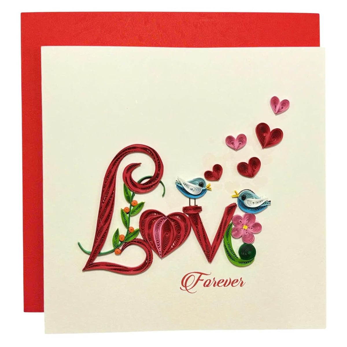 Handcraft Quilling Love Greeting Card For Him, Her, Gift For Husband, Wife, Boyfriend, Girl Friend Or Mom, For Anniversary, Valentine'S Day, Thank You Card, Blank Inside, Includes Envelope.