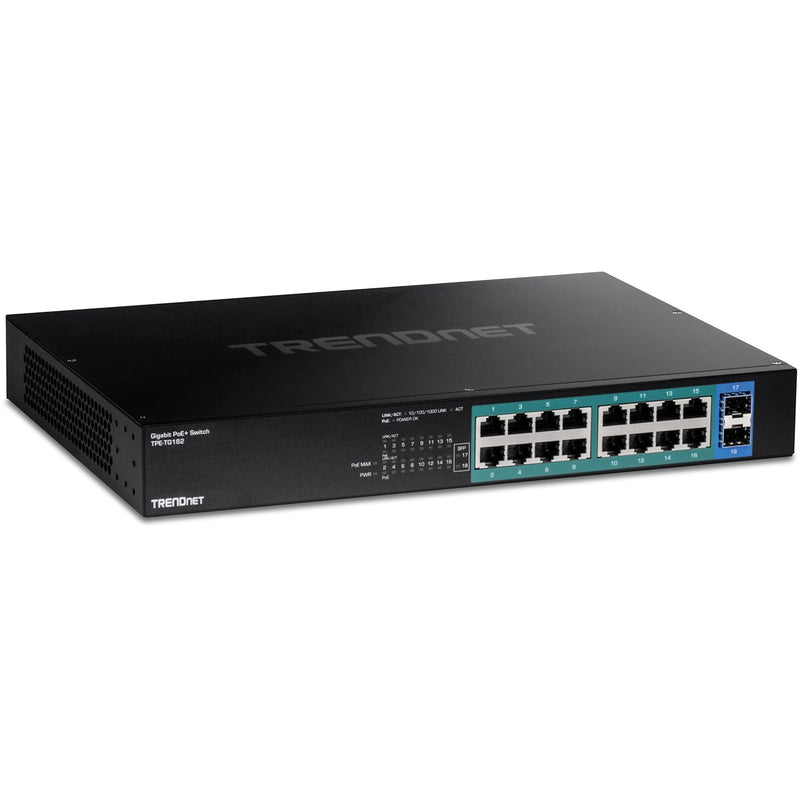 TRENDnet 18-Port Gigabit PoE+ Switch, 16 x 30W PoE+ Ports, 2 Gigabit SFP Slots