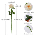 Artificial Real Touch Flowers, 5Pcs Light Champagne Real Looking Fake Rose With Moisturizing Texture, Long Stem Faux Florals Bulk For Wedding & Home Party Decorations