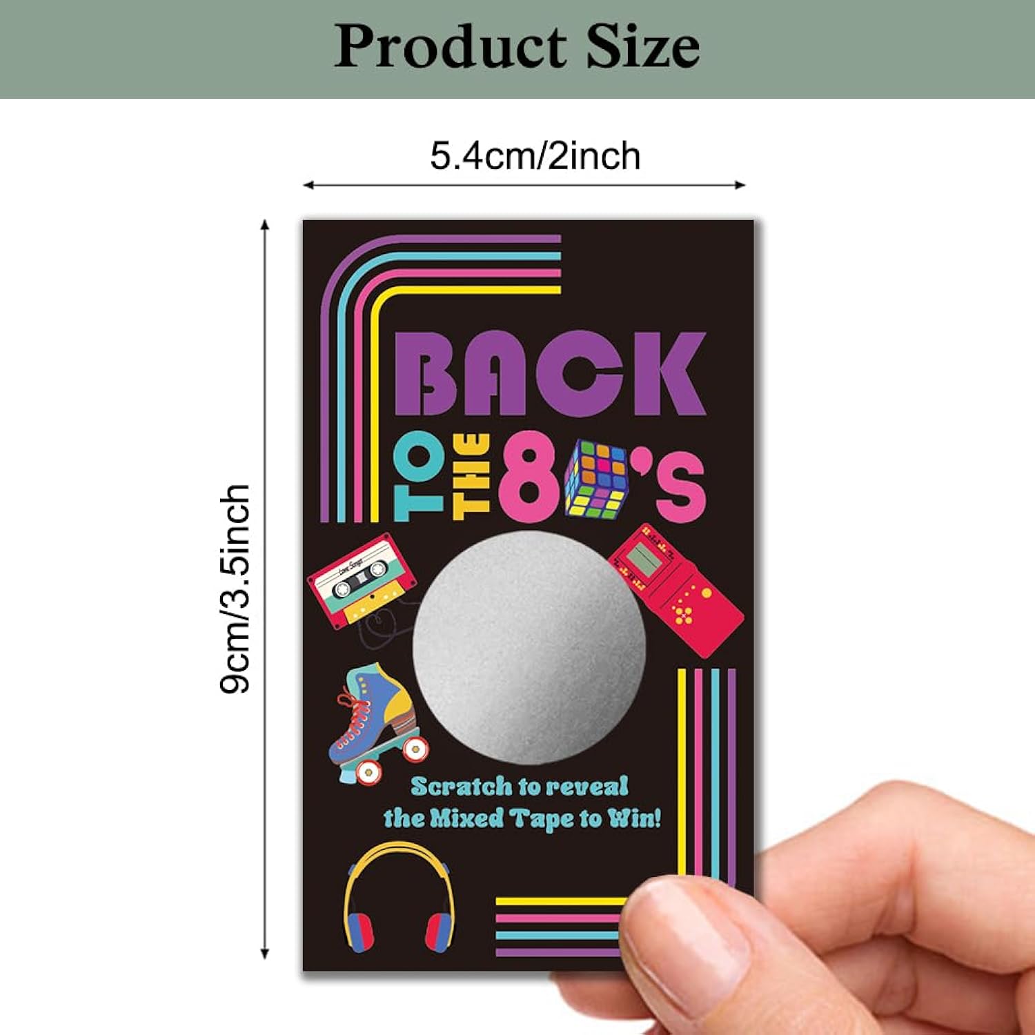 50 Pack Back To The 80S Theme Scratch Off, Retro Console Mixed Tape Scratch Card For Baby Shower Birthday Party Lottery Group Game Enterprises Activity, Baby Shower Activity And Idea
