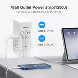 3-Sided Wall Tap Surge Protector with 5 AC Outlets and 4 USB Charging Ports