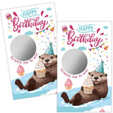 50 Pack Happy Birthday Scratch Off Cards, Cute Otter Scratch Ticket For 1St 18Th 19Th 21Th Birthday Party, Funny Party Supplies For Otter Lover, Raffle Ticket Lottery Group Game For Baby Shower