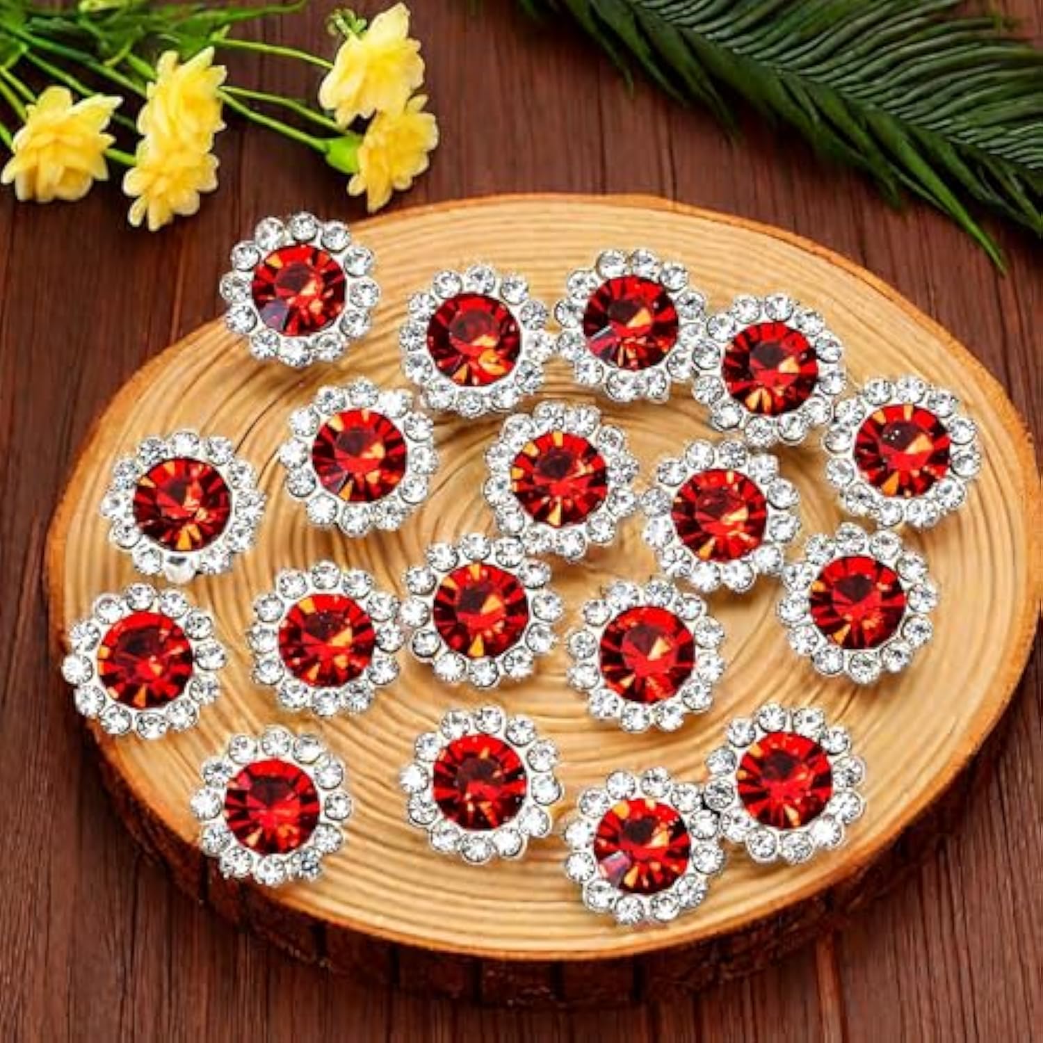 50 Pcs Rhinestone Embellishments Crystal Button Silver Flatback Diy Cr