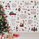 Christmas Wall Stickers Decoration 12 Sheets, Buffalo Plaid Christmas Wall Decals Holiday Letter Trees Decor, Winter Snowflake Vinyl Stickers For Living Room Bedroom Home Office