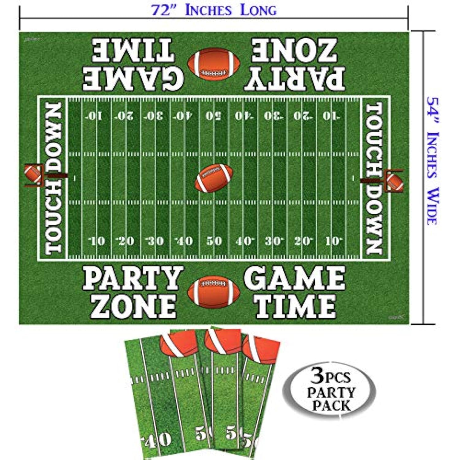 Football Tablecloth Set 3pcs – Game Day & Tailgate Plastic Covers