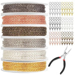 Chains For Jewelry Making, 60Ft Jewelry Making Chains For Necklace With Pliers, Open Jump Rings And Lobster Clasps For Making Jewelry Diy Necklace Bracelet Anklet, 6Colors 2Mm