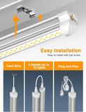 4 Pack LED Shop Lights 25W 3750LM 6500K Plug and Play Linkable T8 Tube Fixtures for Garage Workshop